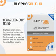 Blephasol Duo Eyelid Cleansing Lotion bottle and lint-free pads package.