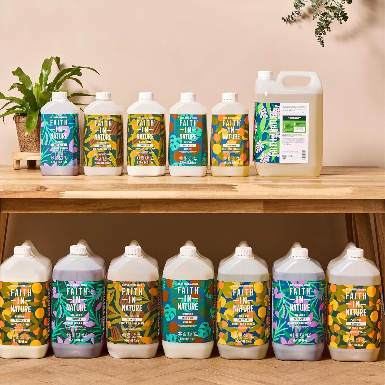 Faith In Nature Coconut Hydrating Shampoo Refill, 5 litre refill bottle packaging, coconut, 5L, hair care