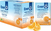 Ener-D Sugar Free Orange vitamin D powder mix box front label 24 sachets on white background