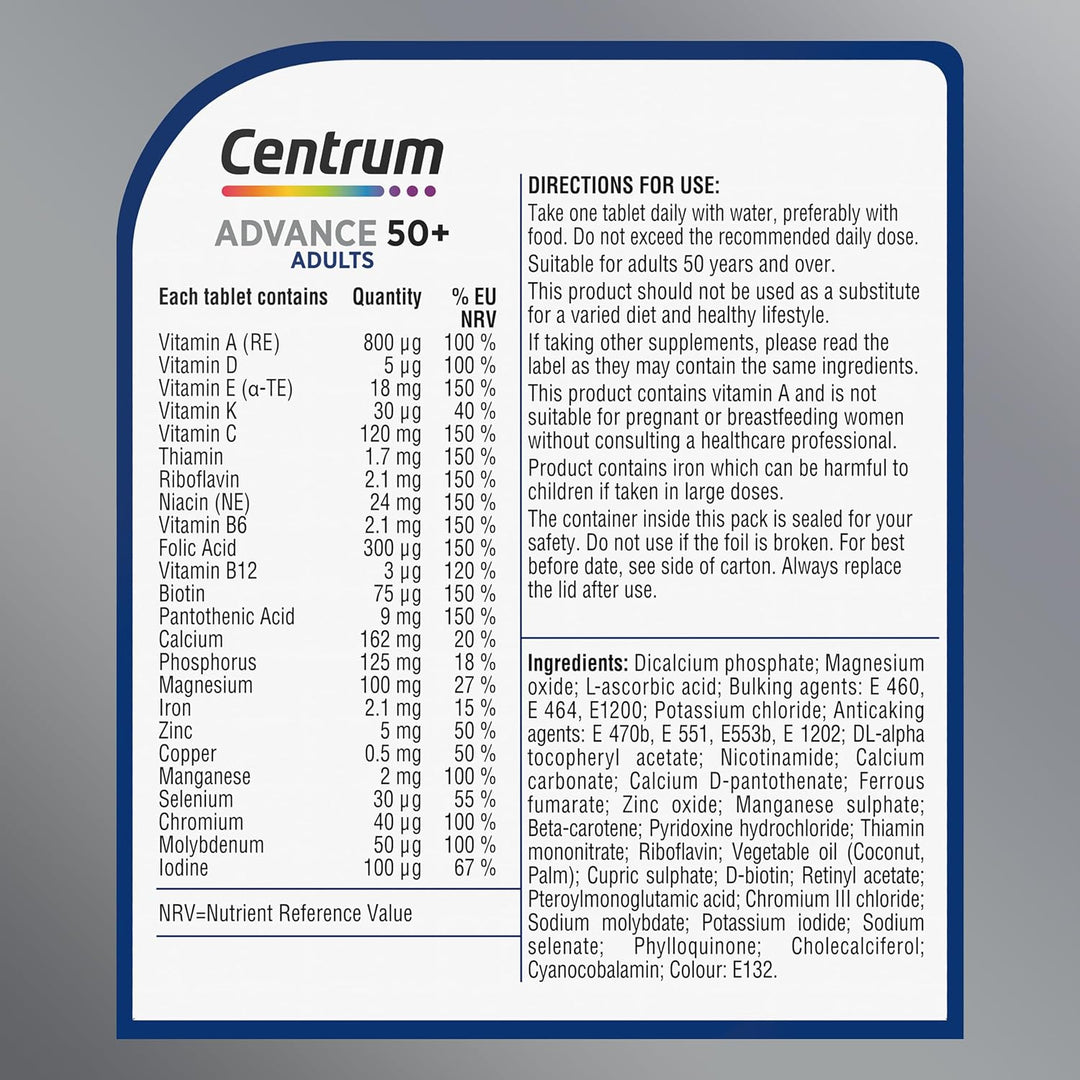 Centrum Advance Gold Adults Formula | Multinutrient Blend | 100 Tablets ...