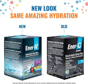 Ener-IV Electrolyte Drink Mix Powder Mixed Berry – 12 Sachets. Old & new packaging.