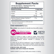Supplement facts label for unflavored grass-fed collagen peptides powder.