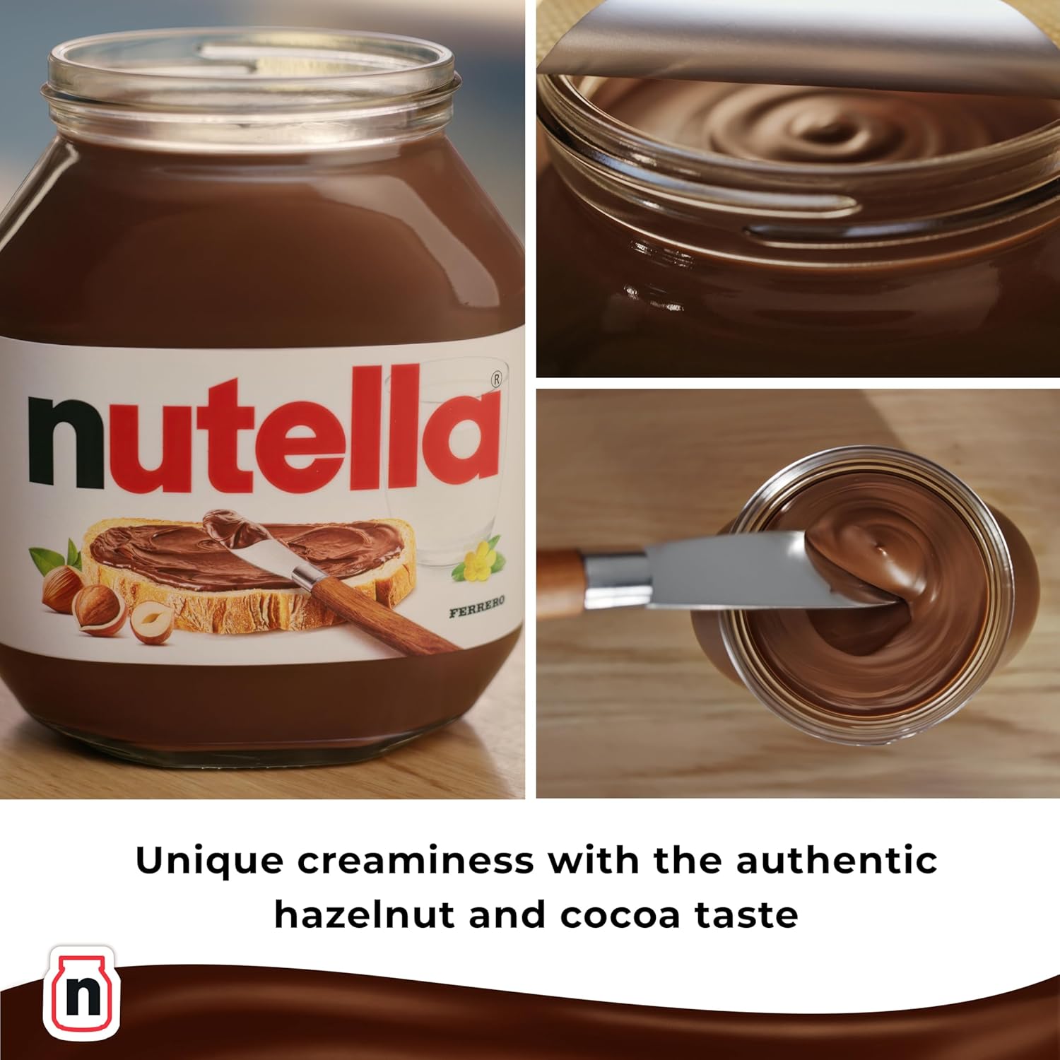 Nutella hazelnut chocolate spread serving example on toast breakfast use 1kg jar