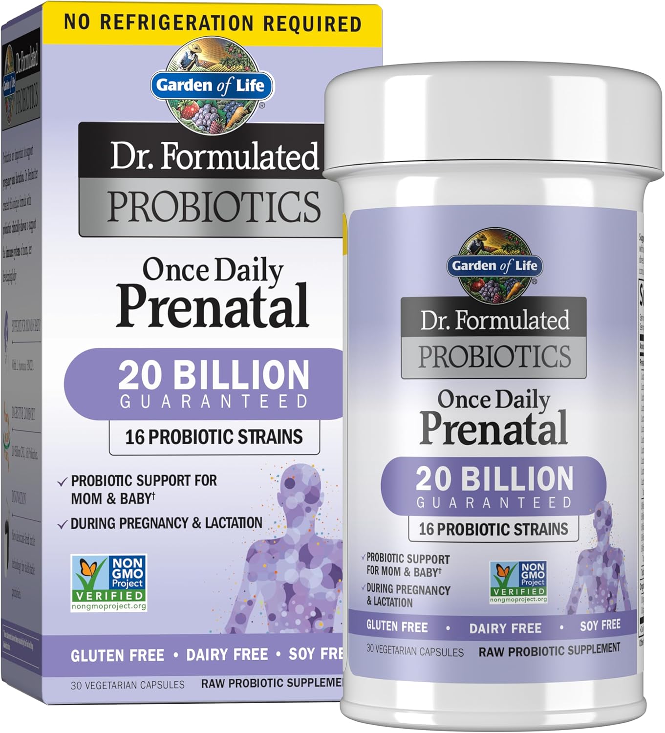 Garden of Life Dr. Formulated Prenatal Probiotic bottle & box, 30 capsules.