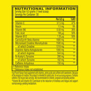 Nutritional information label on a yellow background
