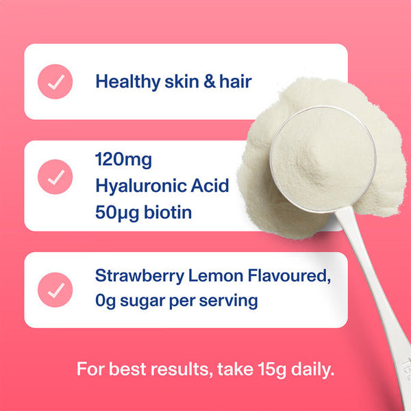 Supplement facts & ingredients image: Vital Proteins Beauty Collagen Peptides powder strawberry lemon tub 271g ingredients label