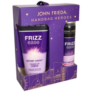 John Frieda Frizz Ease Handbag Heroes hair styling gift set 100ml crème and 75ml hairspray front packaging