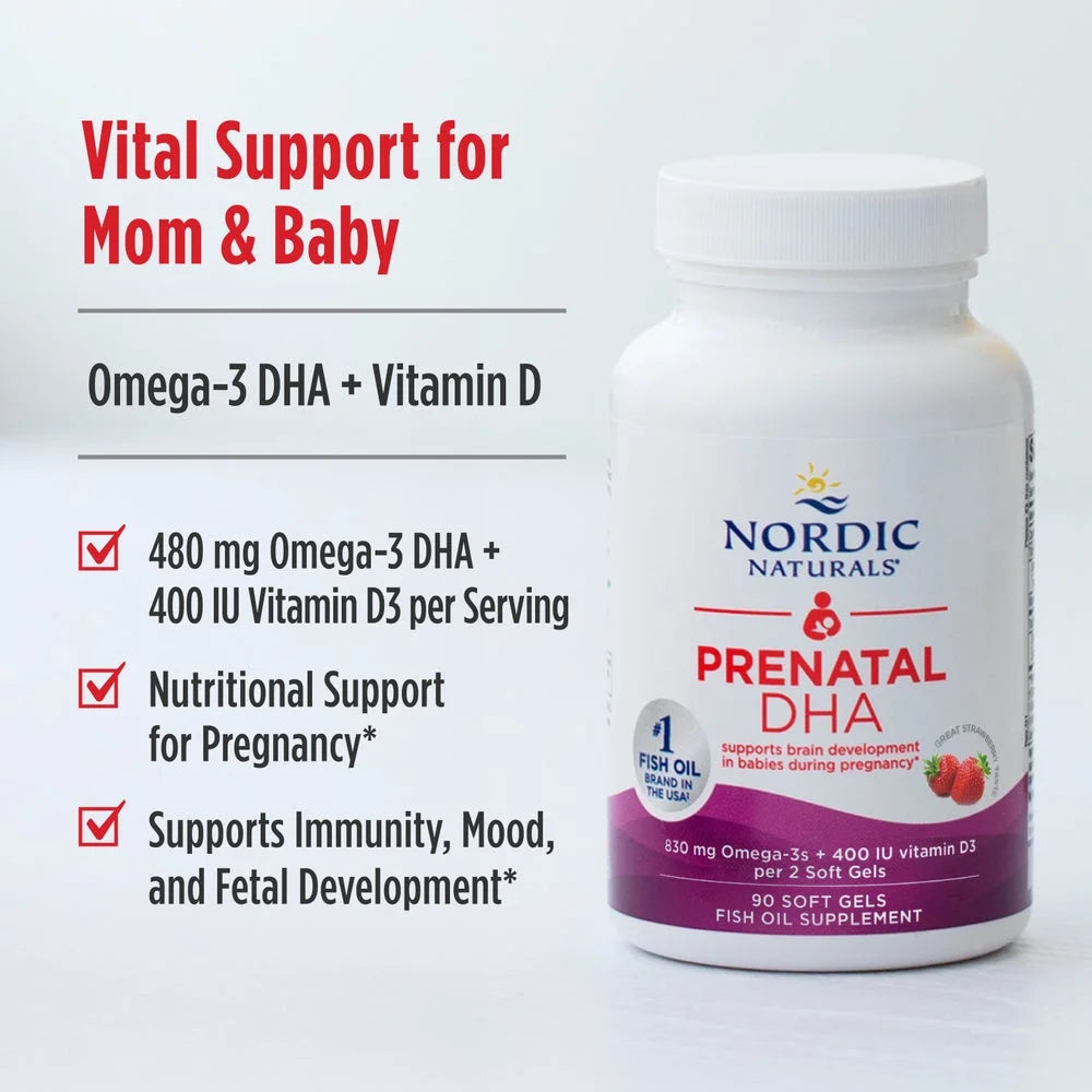 Nordic Naturals Prenatal DHA 830mg Unflavoured 90 Soft Gels Pack of 2