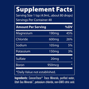 Supplement facts label with detailed nutritional information on a blue background