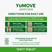 How to use
YuMOVE dog tablets feeding instructions on white background