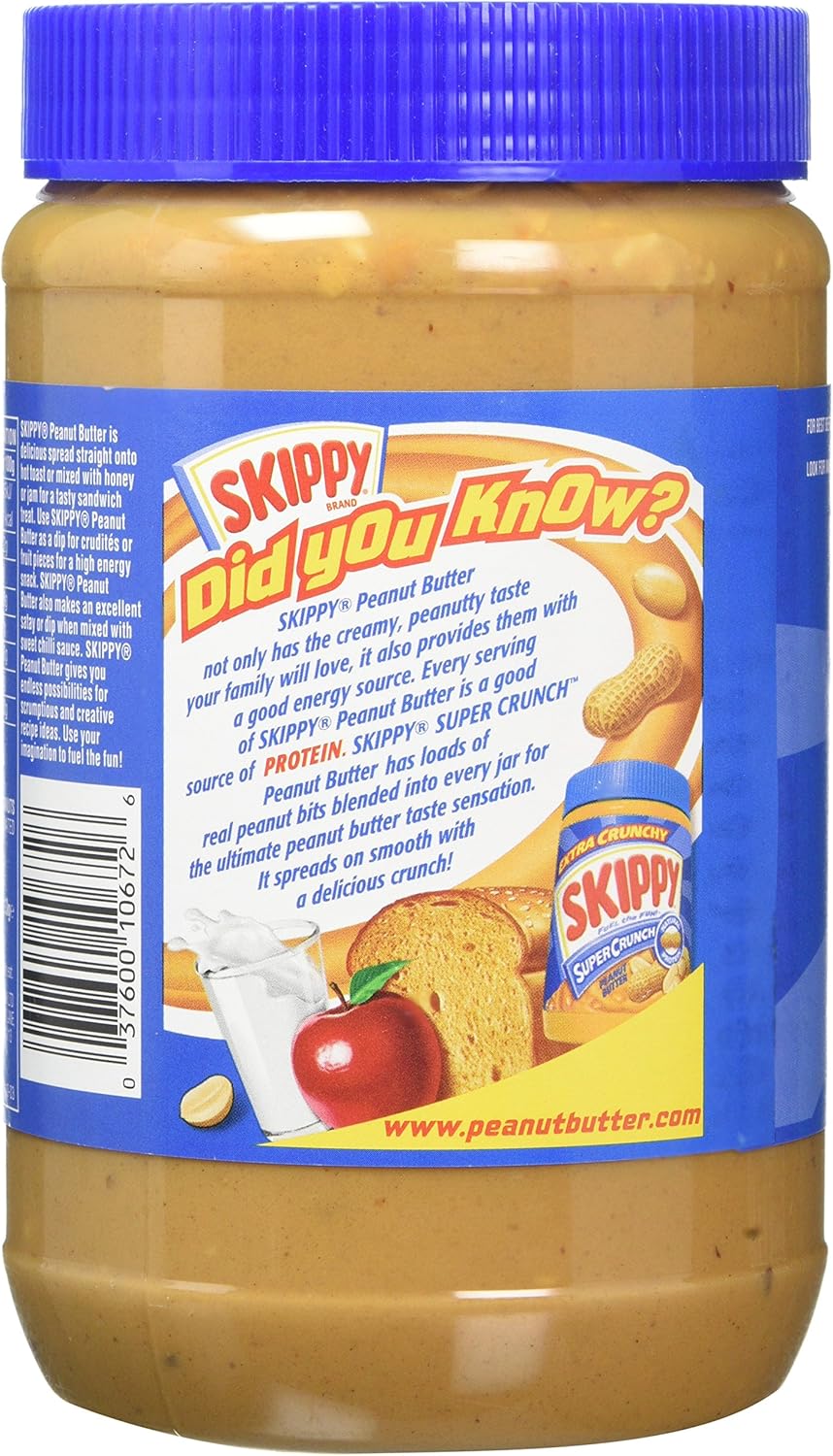 Skippy super chunk peanut butter ingredients label jar 1.13kg