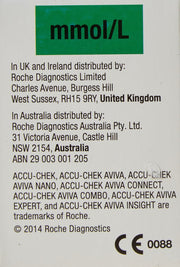  Back of Accu-Chek Aviva test strips box.
