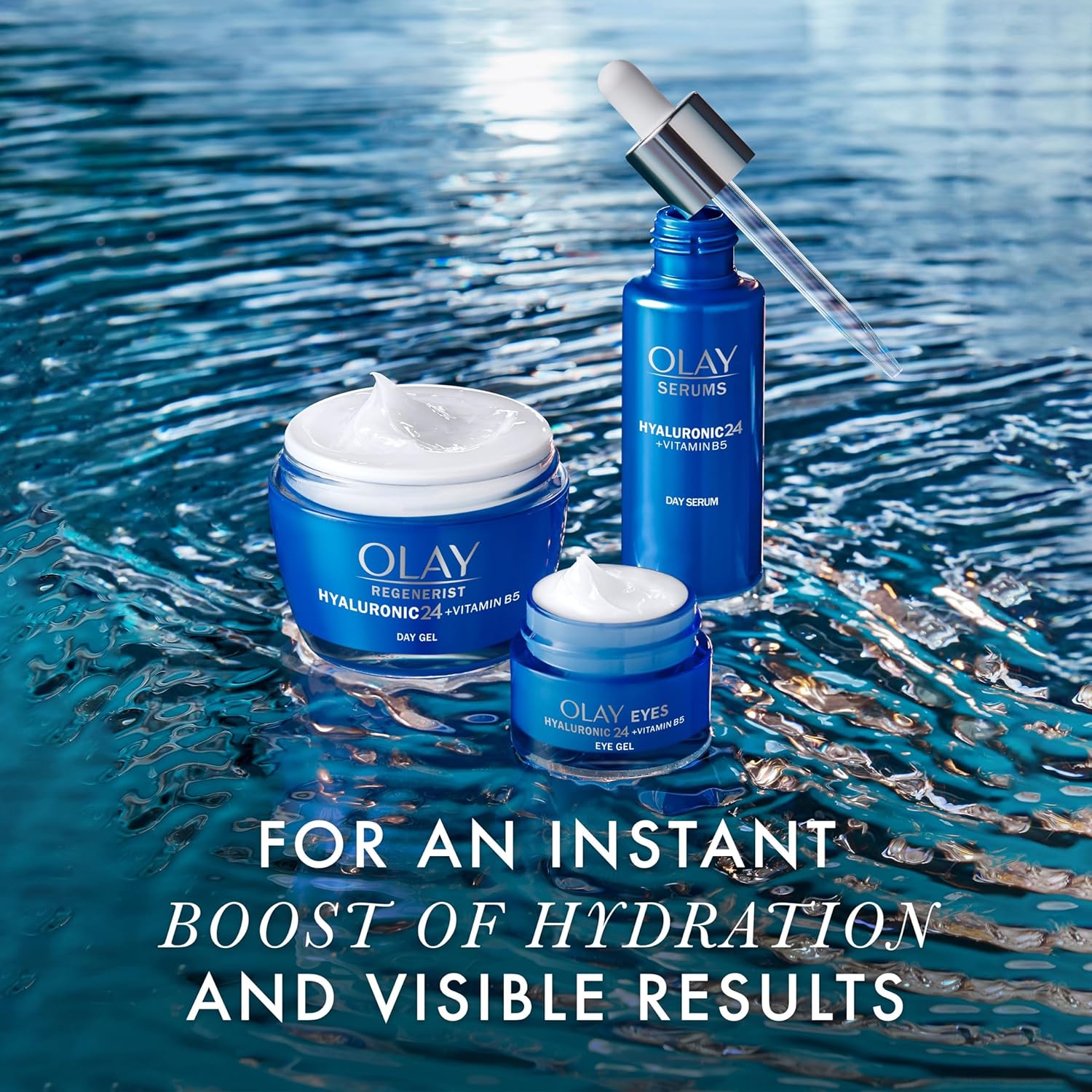 Olay Regenerist Hyaluronic Day Gel Cream with Vitamin B5 variants.