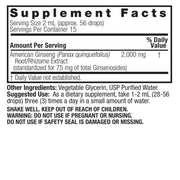 Supplement facts label for American Ginseng extract on a white background