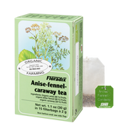 Floradix Organic Anise Fennel Caraway Herbal Tea blend box, 15 teabags.