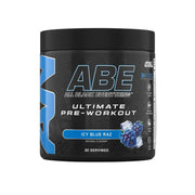 ABE All Black Everything pre-workout supplement container on a gray background