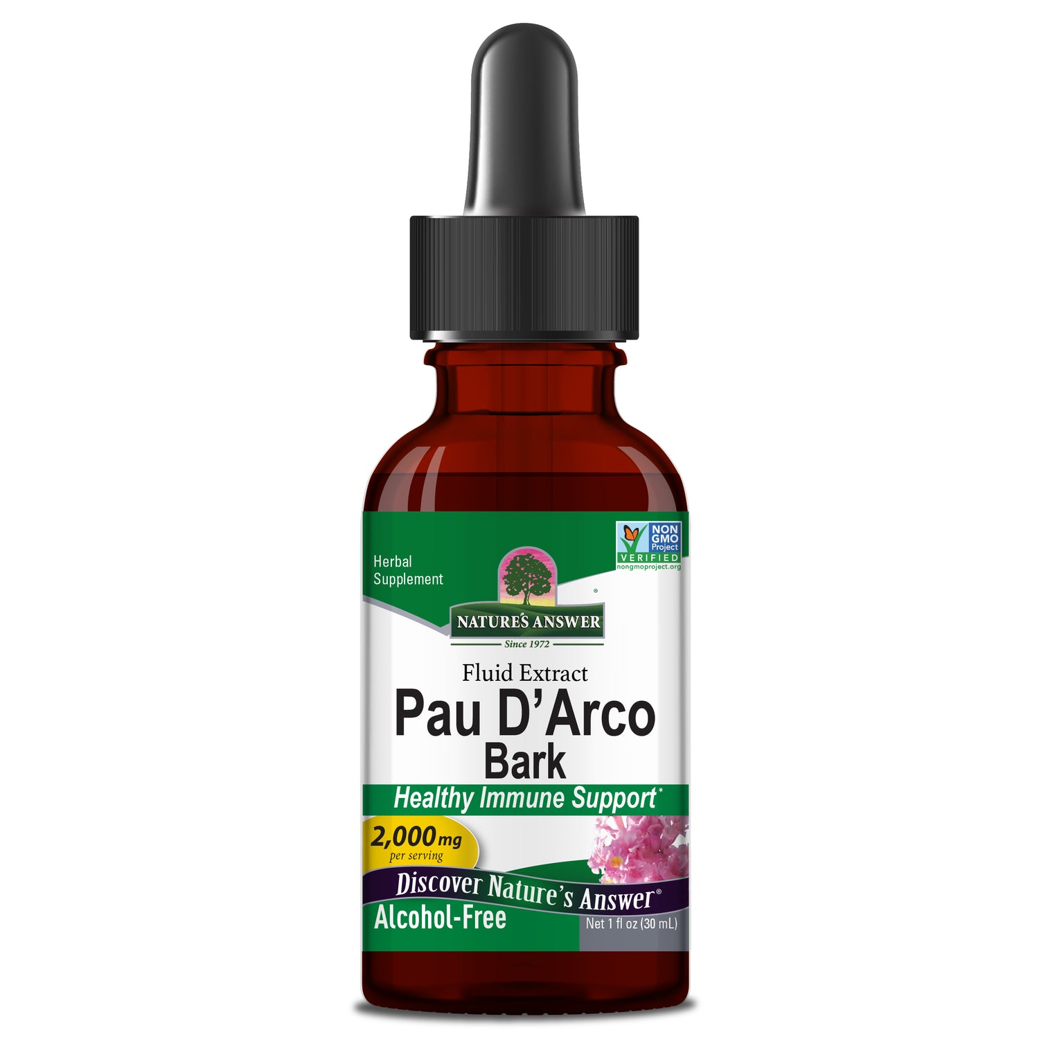 Nature’s Answer Pau D’Arco inner bark alcohol-free liquid extract 30ml bottle front label