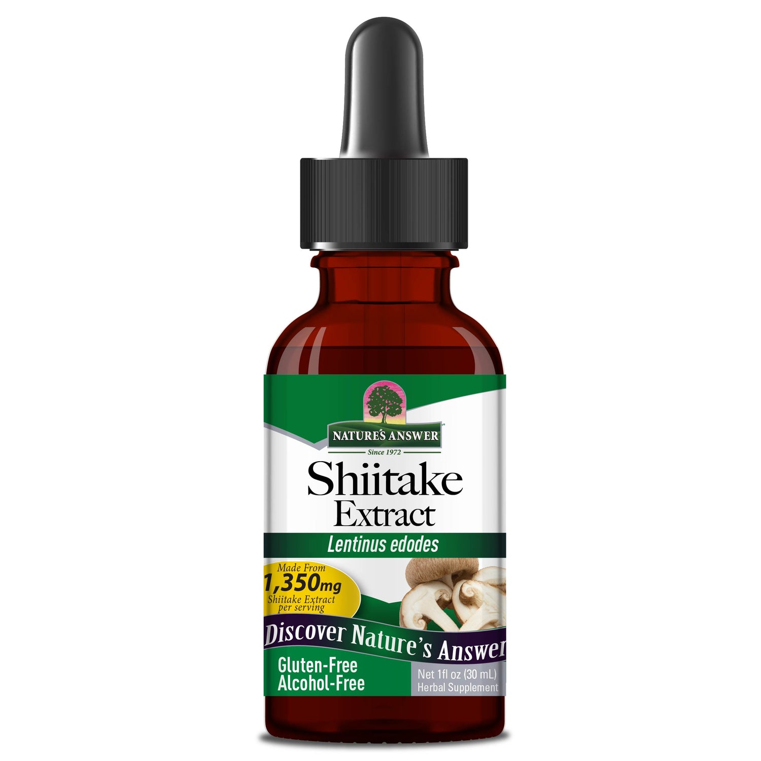 Nature’s Answer Shiitake Mushroom Alcohol-Free Liquid Extract 30ml bottle front view