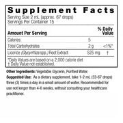 Supplement facts label for a licorice root extract supplement on a white background