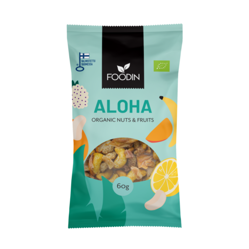 Foodin Nuts & Fruits, Aloha, Organic 60g, Pack of 8