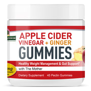 Nature's Answer Apple Cider Vinegar + Ginger Gummies – 45 Vegan Pectin Gummies with “The Mother”