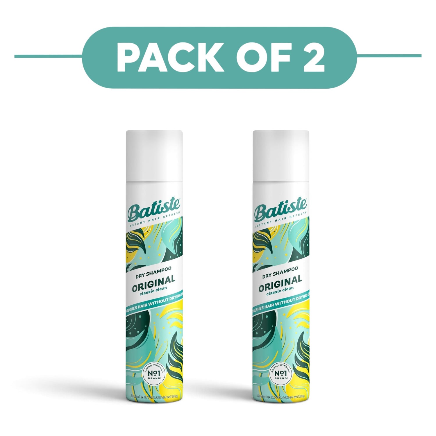 Batiste Dry Shampoo Original Fresh Clean Spray 200ml Pack of 2
