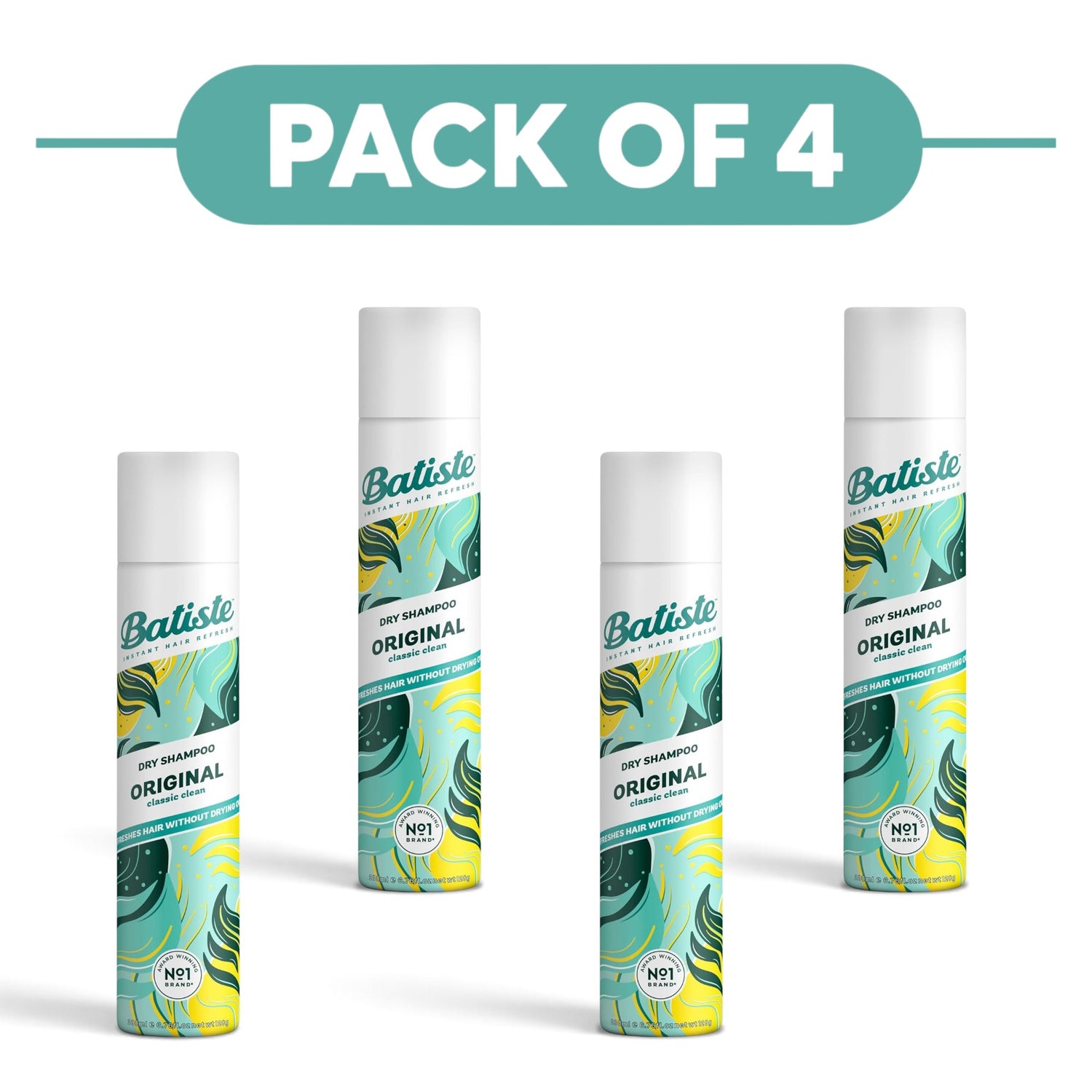 Batiste Dry Shampoo Original Fresh Clean Spray 200ml Pack of 4
