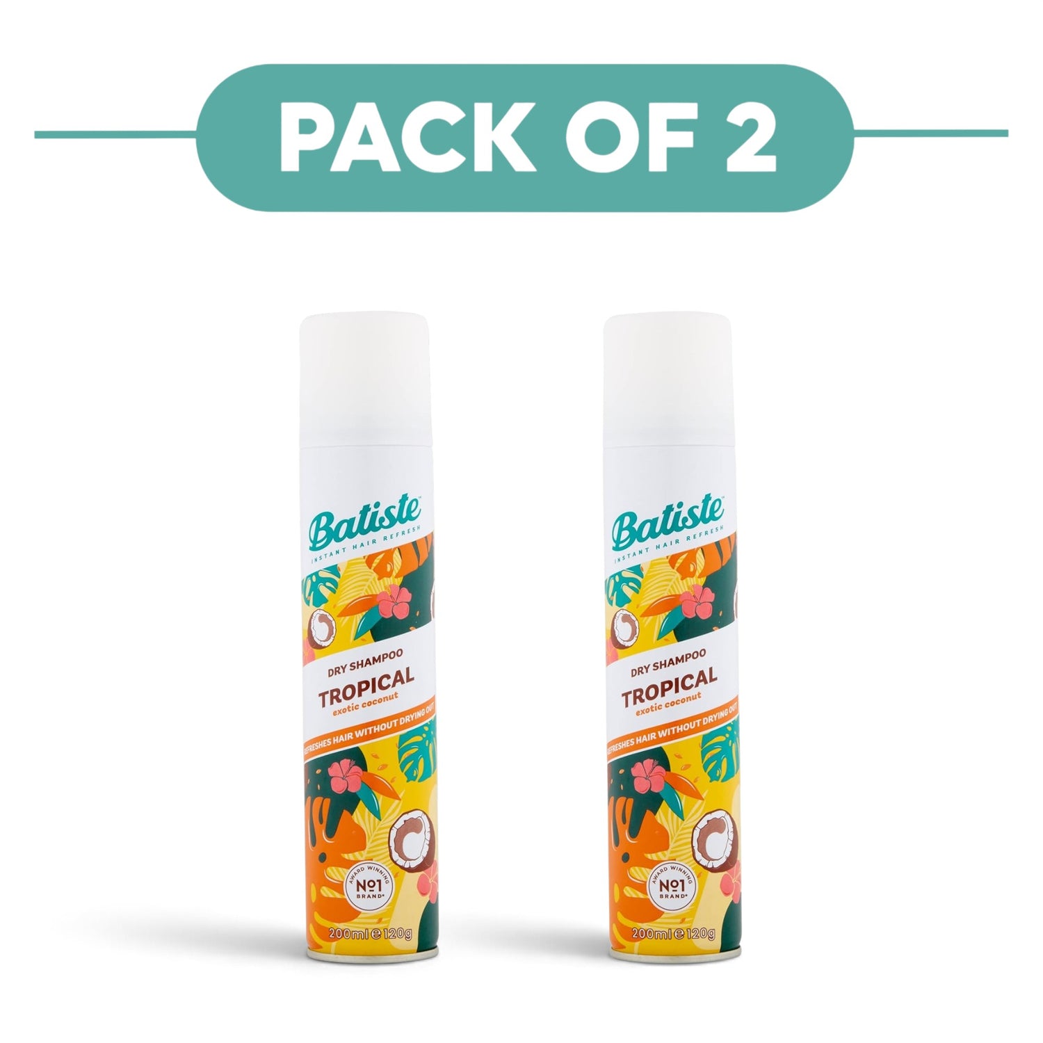 Batiste Dry Shampoo Tropical Exotic Coconut Spray 200ml Pack of 2