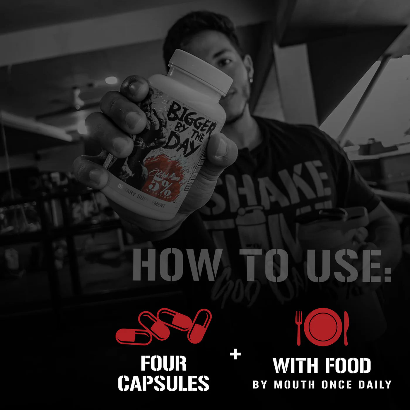 5% Nutrition Bigger By The Day 120 capsules daily intake with food