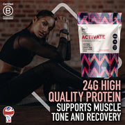 Lifestyle/use image: Active Woman strawberry protein shake gym use 450g