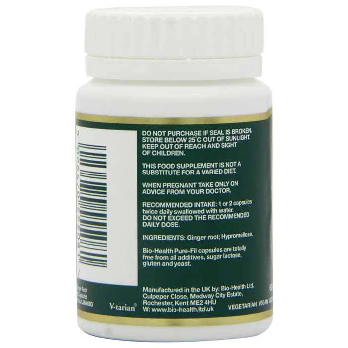 Bio-Health Ginger Root supplement facts capsules 60 capsules