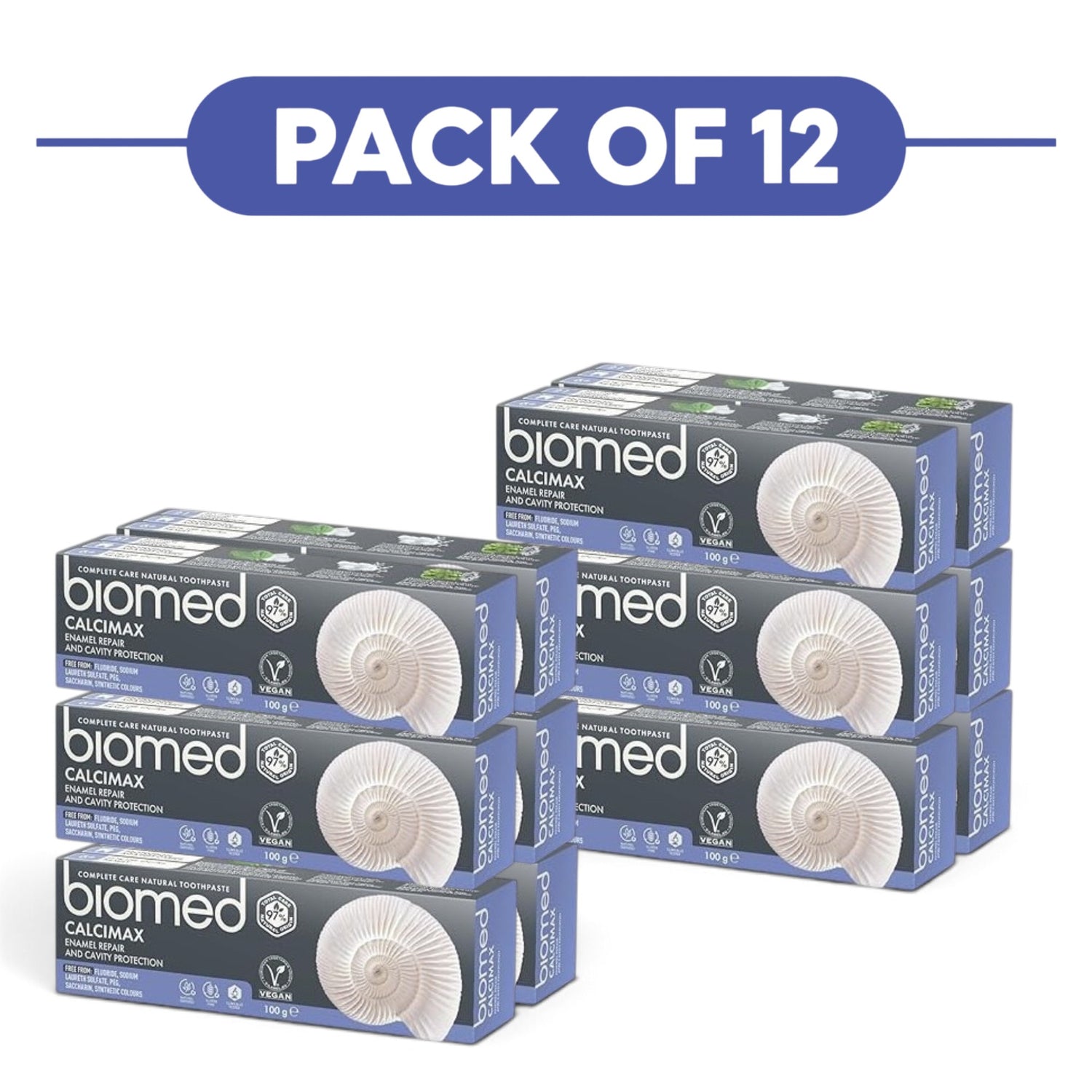 Biomed Calcimax Natural Toothpaste Hydroxyapatite 100g Pack of 12