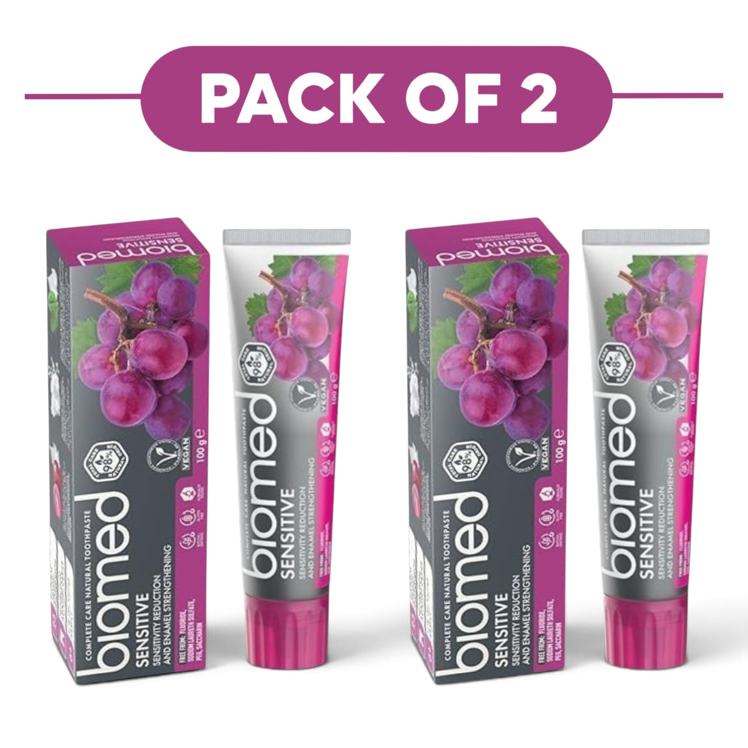 Biomed Sensitive Natural Toothpaste Red Grape Seed Extract 100g Pack of 2