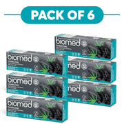 Biomed Triple Charcoal Natural Whitening Toothpaste 100g Pack of 6