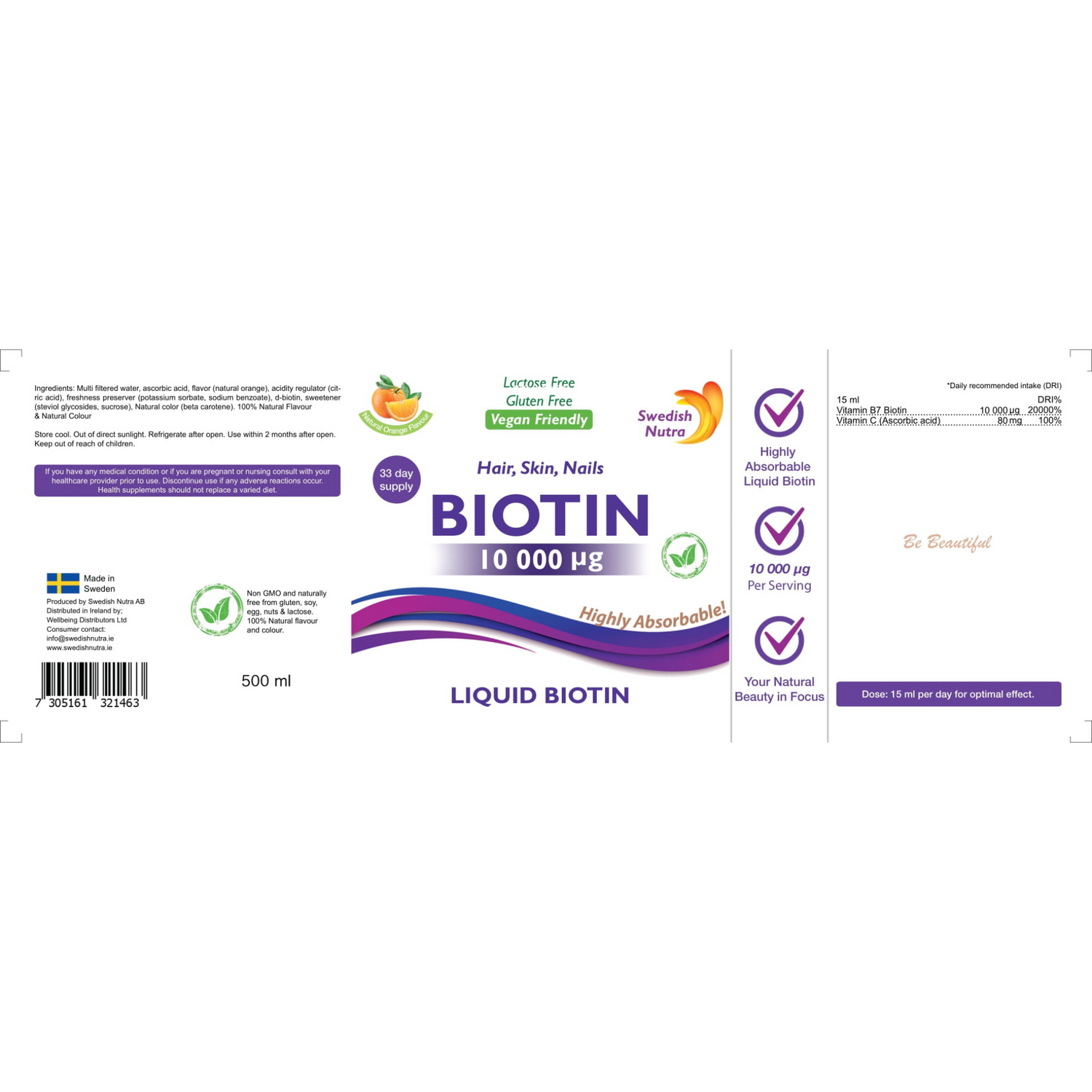 Swedish Nutra Biotin 10,000µg.