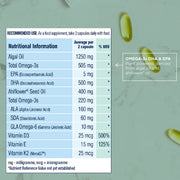 Wiley's Finest CatchFree vegan omega-3 softgels supplement facts panel 60 softgels