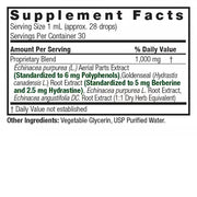Nature’s Answer Echinacea & Goldenseal Liquid Extract 30ml supplement facts label on a white background