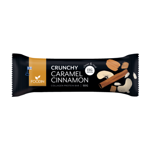 Foodin Crunchy Collagen Protein Bar Caramel Cinnamon, 50g x 12