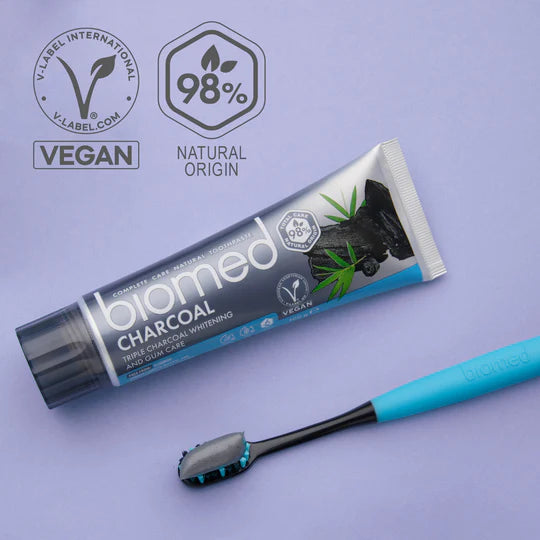 BIOMED Natural Charcoal Toothpaste - 98% Natural with Bamboo Charcoal