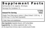 Supplement facts label for a dietary supplement with chaste tree extract on a white background.