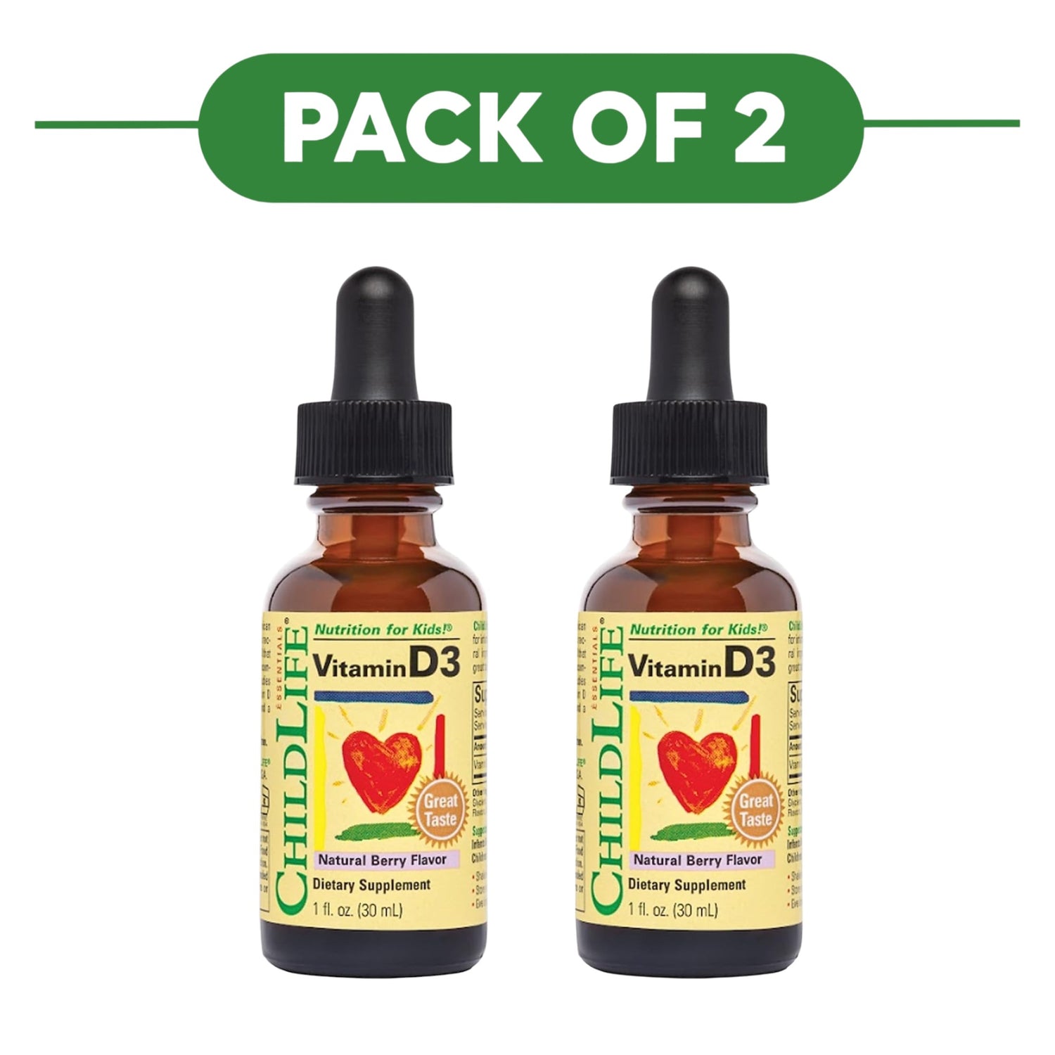 ChildLife Essentials Vitamin D3 Liquid Drops Berry 30ml Pack of 2
