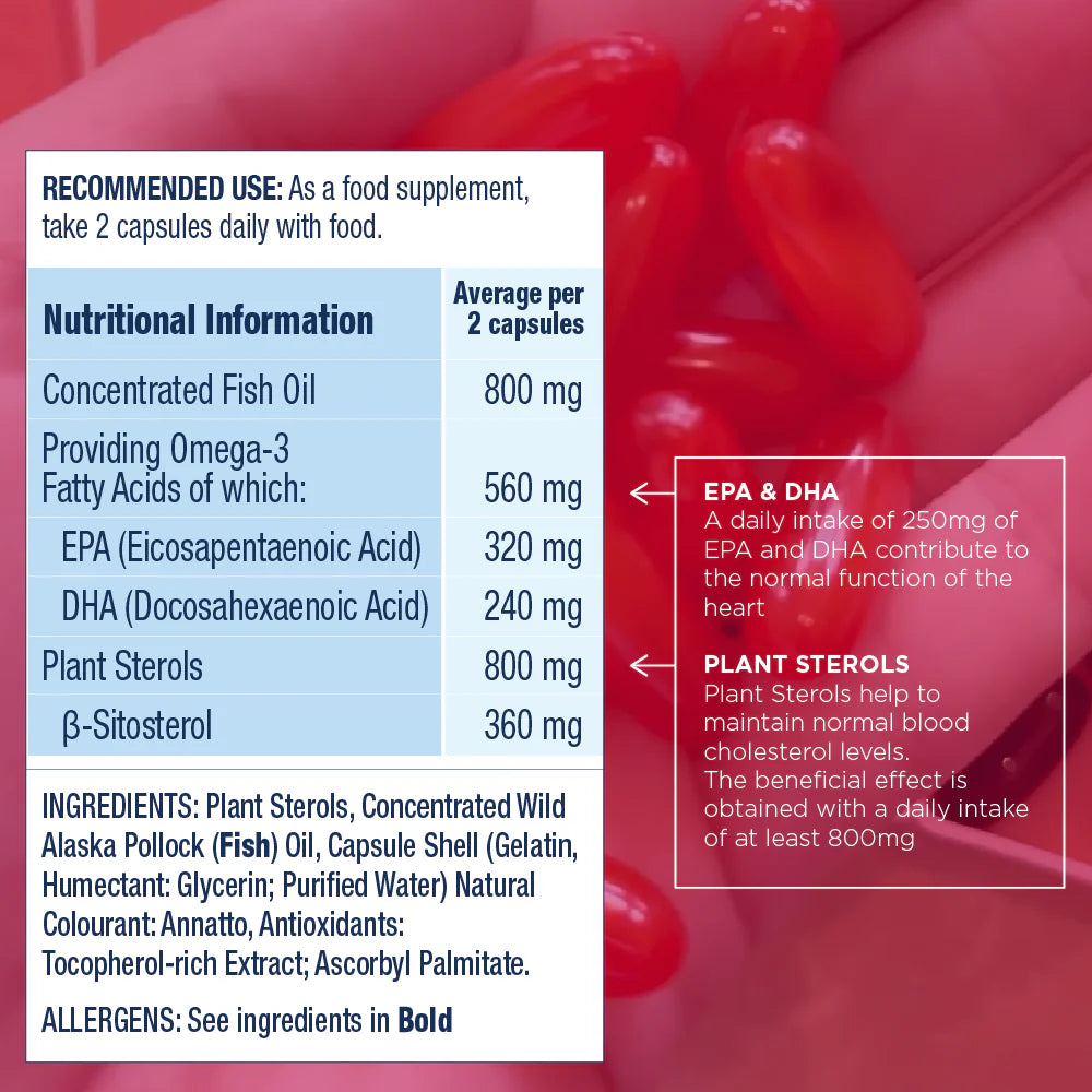 Wiley's Finest Omega-3 Fish Oil with Plant Sterols supplement facts panel 90 softgels