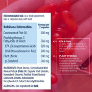 Wiley's Finest Omega-3 Fish Oil with Plant Sterols supplement facts panel 90 softgels