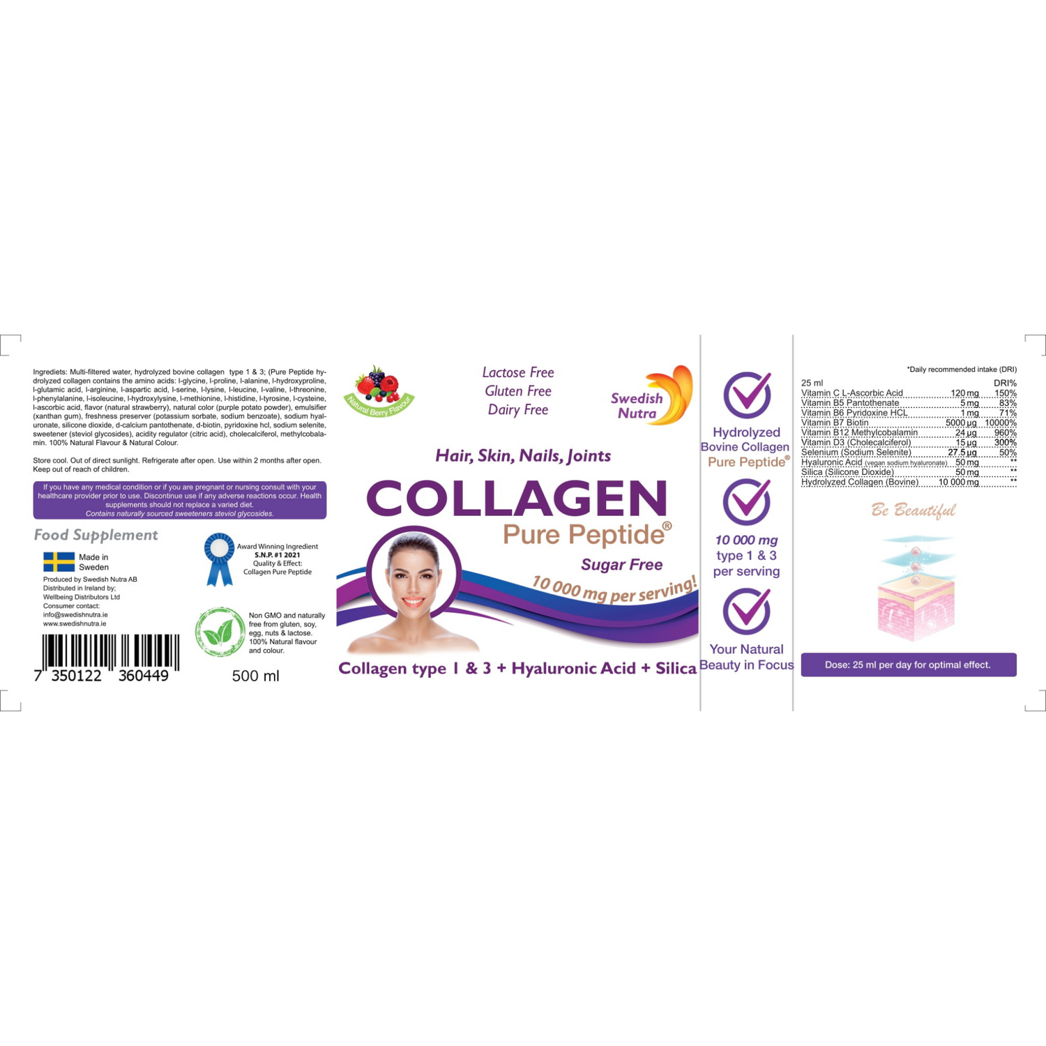 Swedish Nutra Bovine Collagen 10,000mg