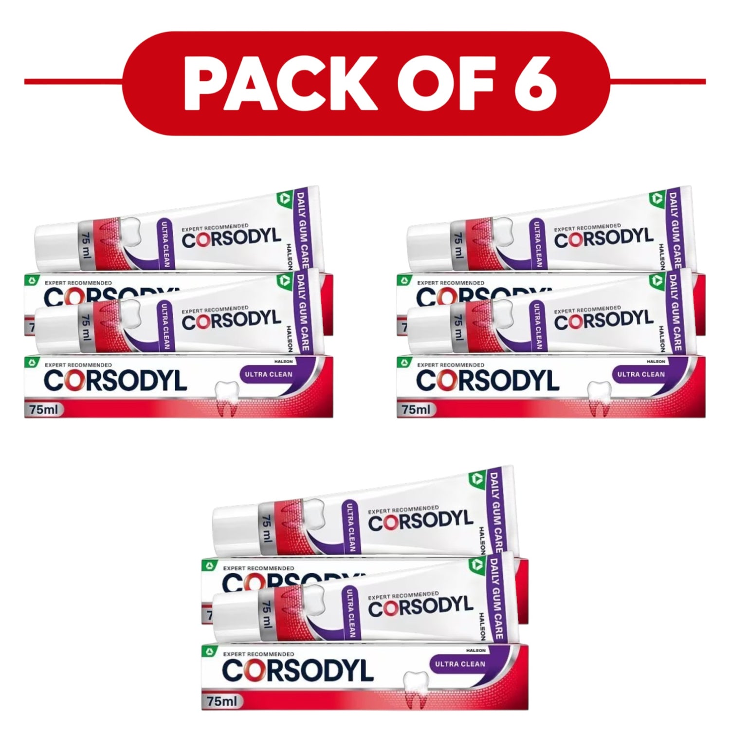 Corsodyl Daily Gum Care Ultra Clean Toothpaste 75ml Pack of 6