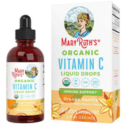 MaryRuth’s Organic Vitamin C liquid drops bottle & box orange vanilla flavour 120ml quantity
