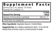 Nature’s Answer Damiana Leaf supplement facts alcohol free 30ml back label