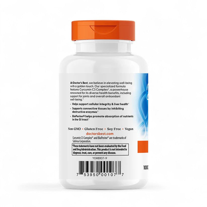 Doctor's Best High Absorption Curcumin – 1000mg, 120 Veggie Capsules