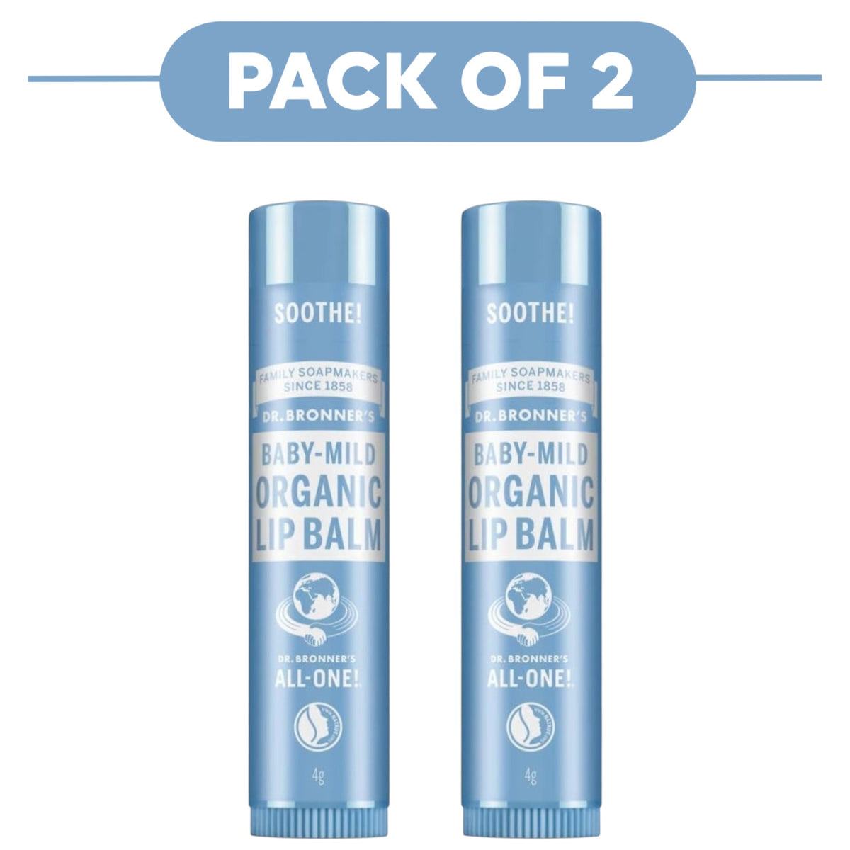 Dr. Bronner's Baby Mild Organic Lip Balm 4g Pack of 2