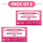 Dr. Bronner's Pure-Castile Magic Bar Soap Rose 140g Pack of 2